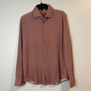 Znt18 Zanetti Cadiz Medallion Print Long Sleeve Trim Fit Shirt  16- 34/35